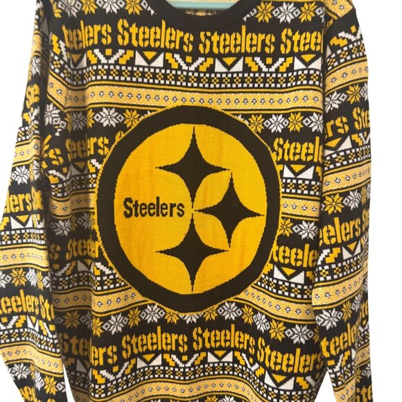 NFL Team Apparel Pittsburgh Steelers  Sweater Sz XL Black/Yellow Acrylic - Picture 6 of 12